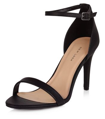 Black strappy 2025 heels new look