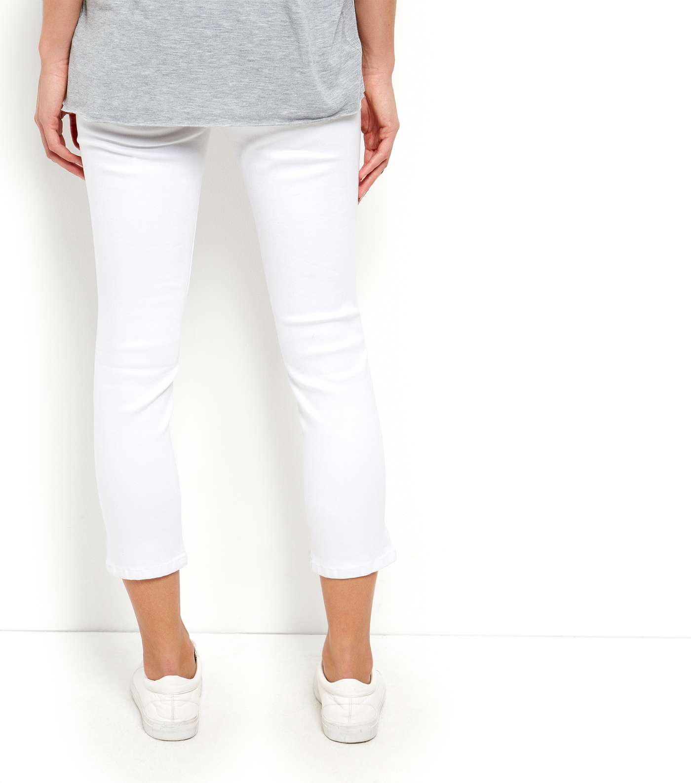 White Skinny Cropped Jeans  Image 4