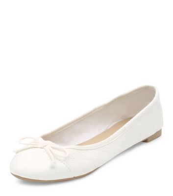 White Quilted Ballet Pumps | New Look