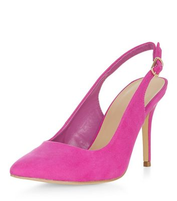 Bright Pink Sling Back Pointed Court 