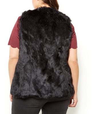 plus size black fur gilet