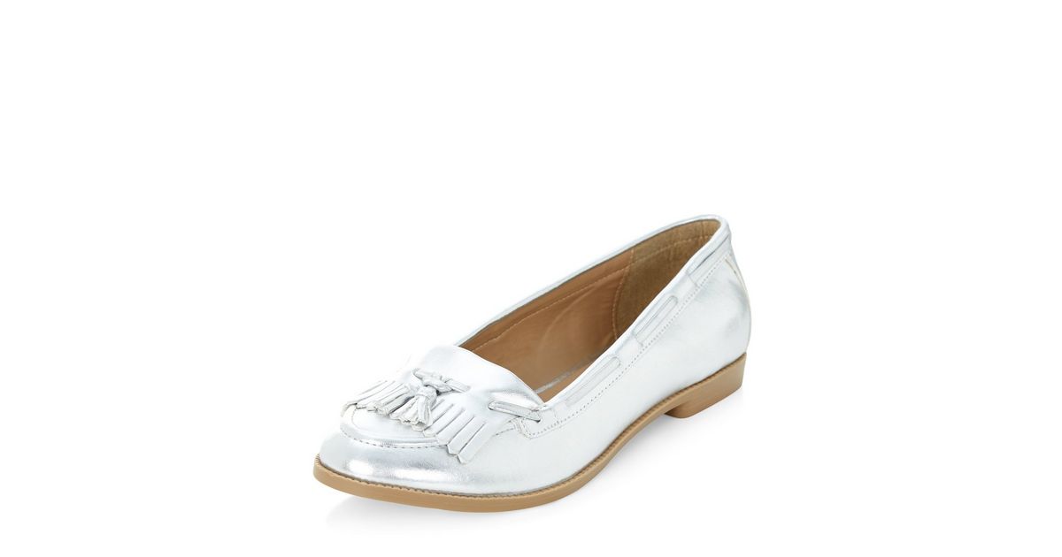 Silver Tassel Loafers New Look