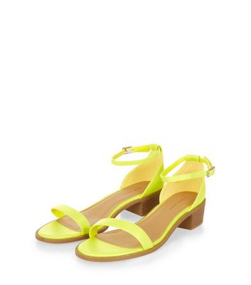 Lime Green Ankle Strap Low Block Heel 