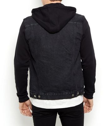 jersey hood denim jacket