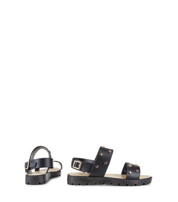 black chunky jelly sandals