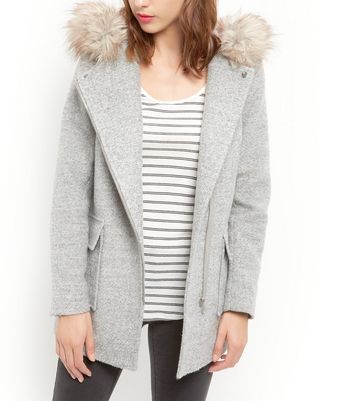 gray hooded coat