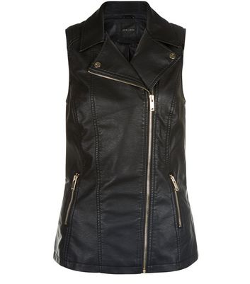 new look sleeveless leather jacket