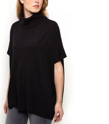 short sleeve black roll neck jumper