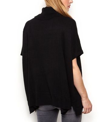 Black Roll Neck Short Sleeve Jumper 