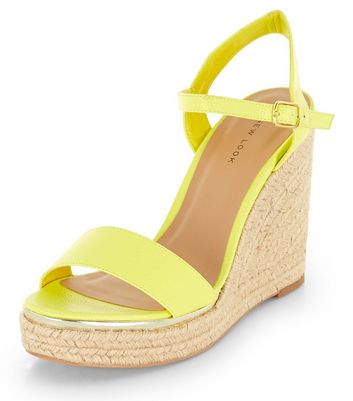 Lime Ankle Strap Espadrille Wedges 