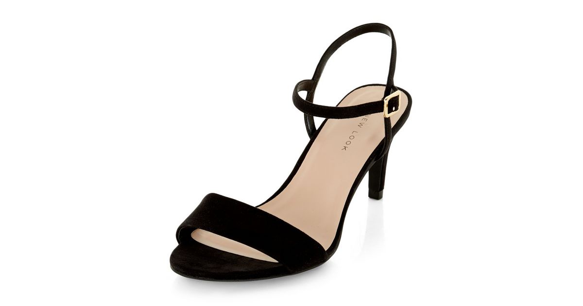Black Ankle Strap Mid Heels New Look