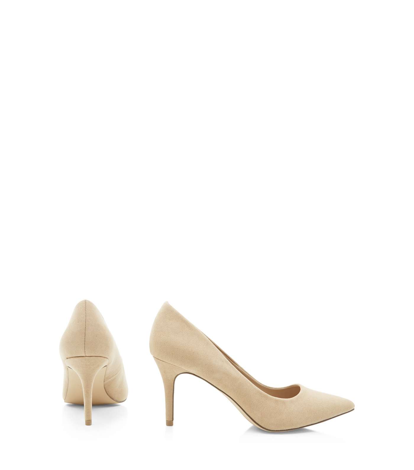 Stone Suedette Mid Heel Pointed Court Shoes Image 4