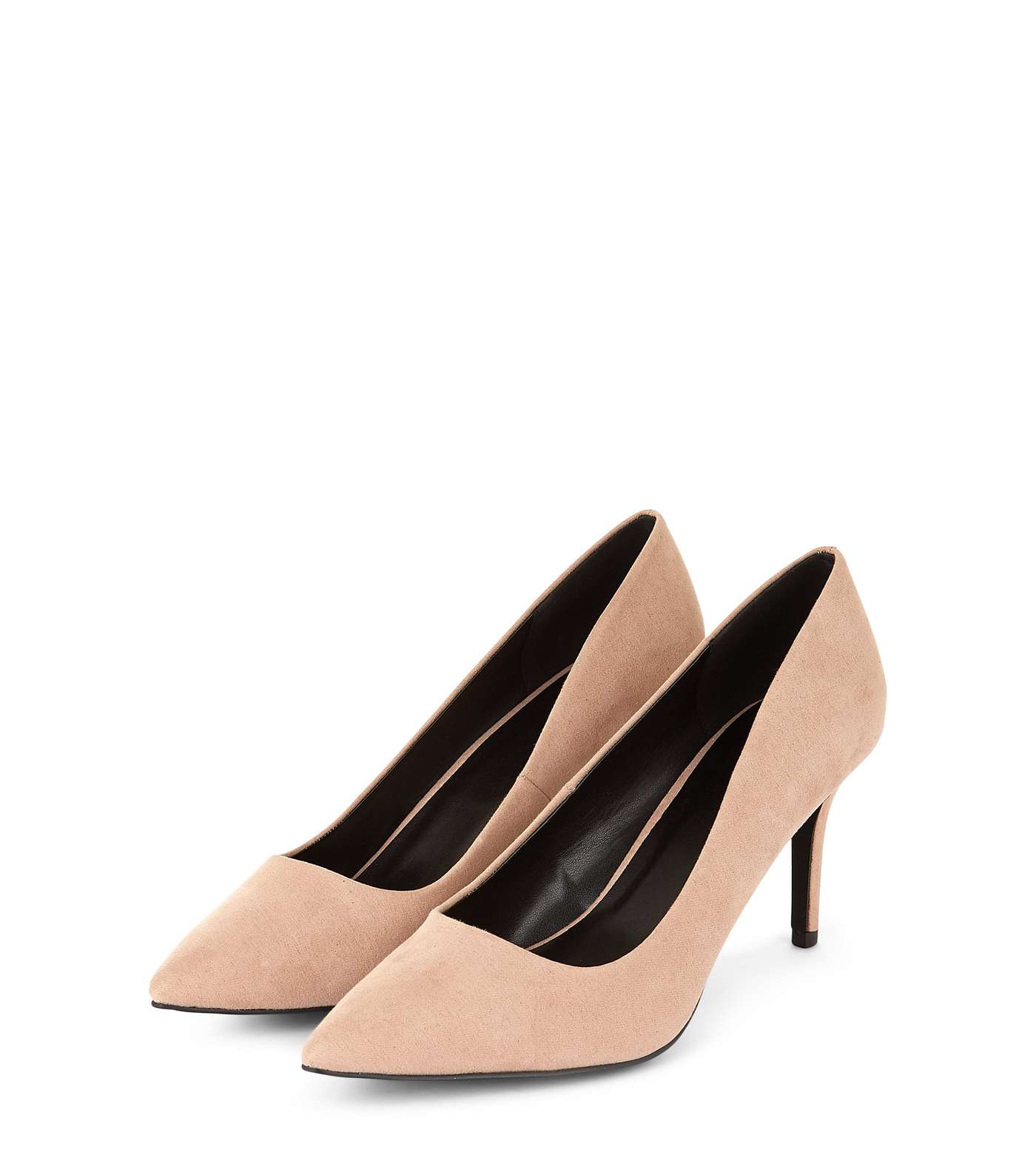 Light Brown Suedette Mid Heel Pointed Court Shoes Image 3