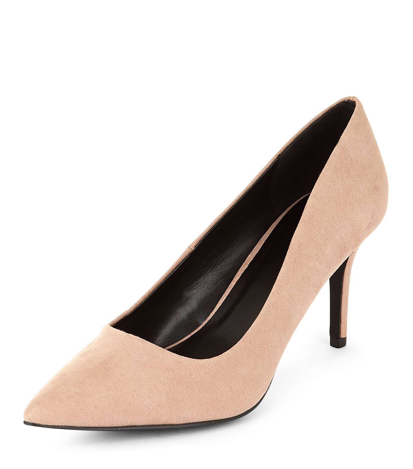 Light Brown Suedette Mid Heel Pointed Court Shoes Image 5