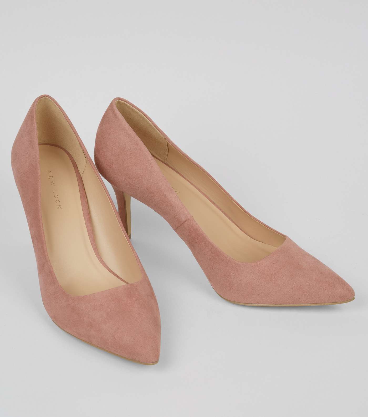 Pink Suedette Mid Heel Pointed Court Shoes Image 4