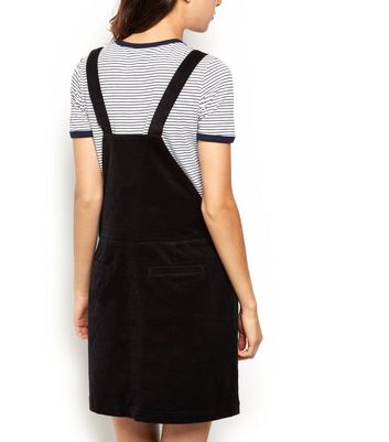 new look black dungaree dress