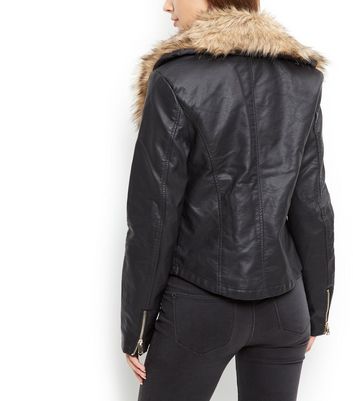 new look faux fur biker jacket