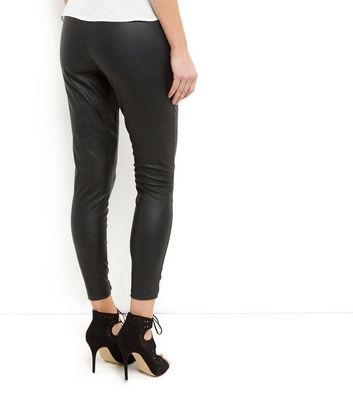 womens black coated jeggings