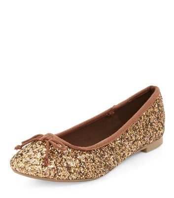 gold glitter ballerina shoes