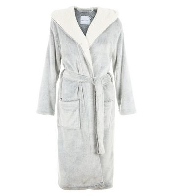 fluffy dressing gown black