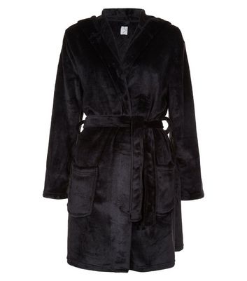 womans black dressing gown