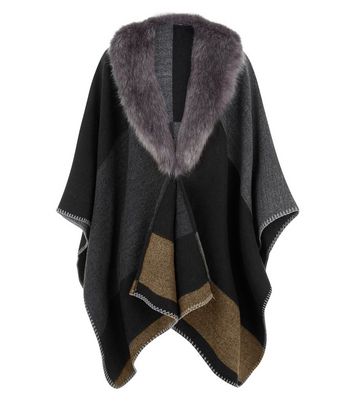 faux fur trimmed wraps shawls