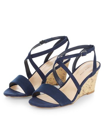 new look blue wedges