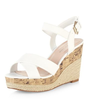 wide fit white wedges