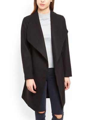 black wrap tie coat