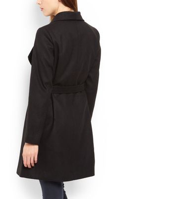 black wrap tie coat