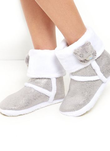 Me To You Grey Glitter Slipper Boots 