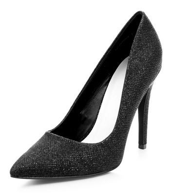 new look black glitter shoes