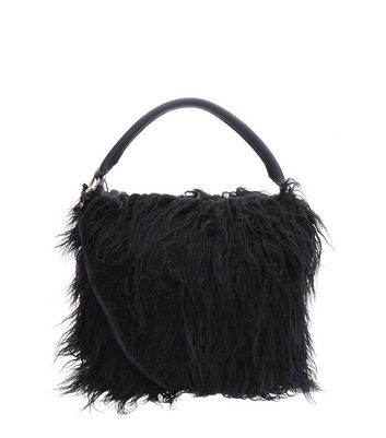 black fur shoulder bag