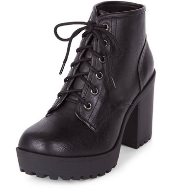 Black high heel shop lace up boots