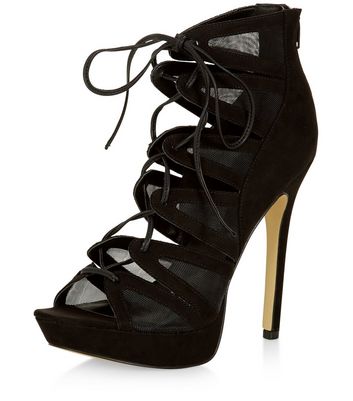 Black Lace Up Heels | New Look