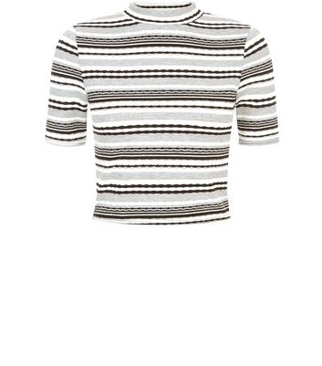 black and white striped high neck top