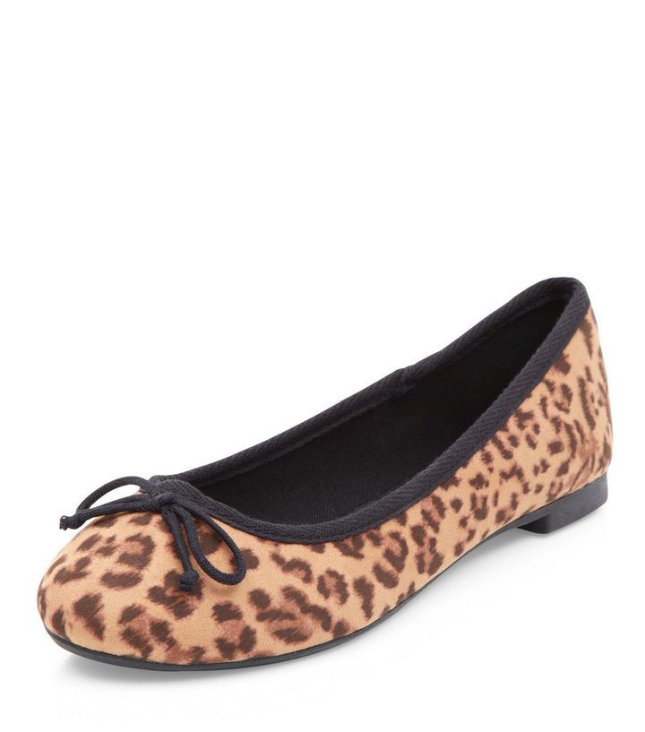 Stone Leopard Print Ballet Pumps New Look