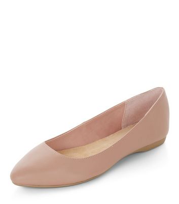 Wide Fit Stone Leather Pointed Toe 
