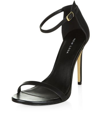 Black Leather Ankle Strap Heels | New Look