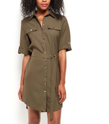 new look green shirt dress