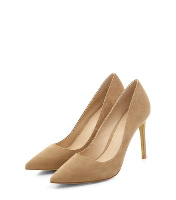 nude suede court shoes