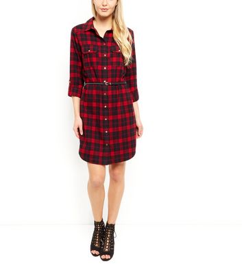 red check shirt dress