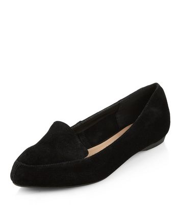 black suede pointed loafers
