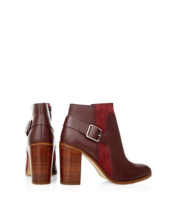 dark red leather ankle boots