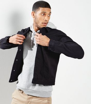 new look mens black denim jacket