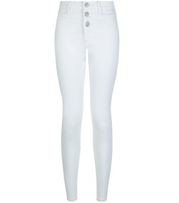 jean skinny blanc taille haute