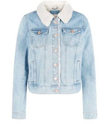 denim jacket borg collar womens