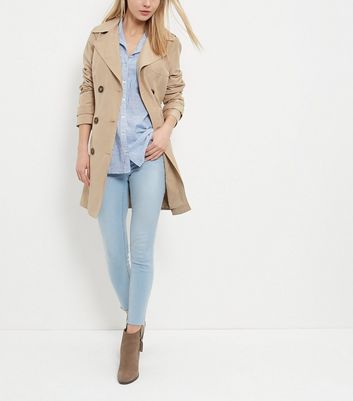 new look petite belted coat in camel