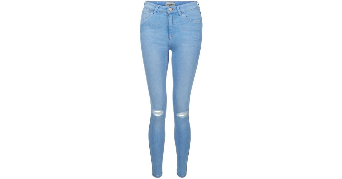 Light Blue Ripped Knee Skinny Jeans New Look
