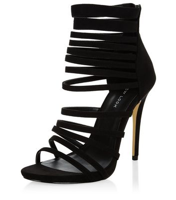 Black Suedette Multi Strap Heels | New Look